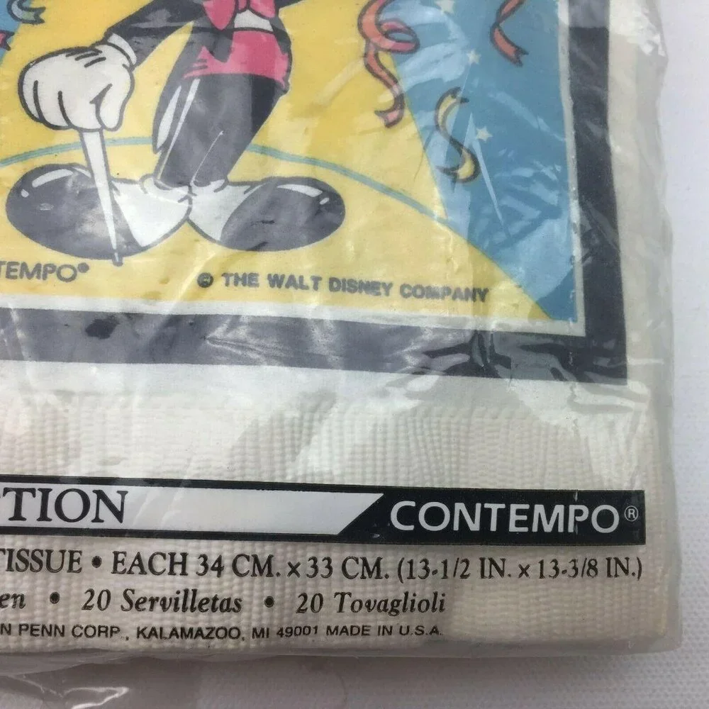 Vintage Contempo Walt Disney Mickey Mouse 3 Ply Birthday Party Luncheon Napkins